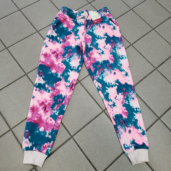 NWT Girls XL(14/16) So Favorite Jogger Sweatpants Tie-Dye Pink Teal - Picture 1 of 8